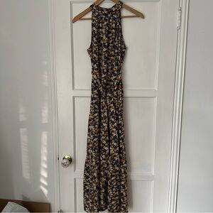 Floral Maxi Halter Dress with matching Belt M